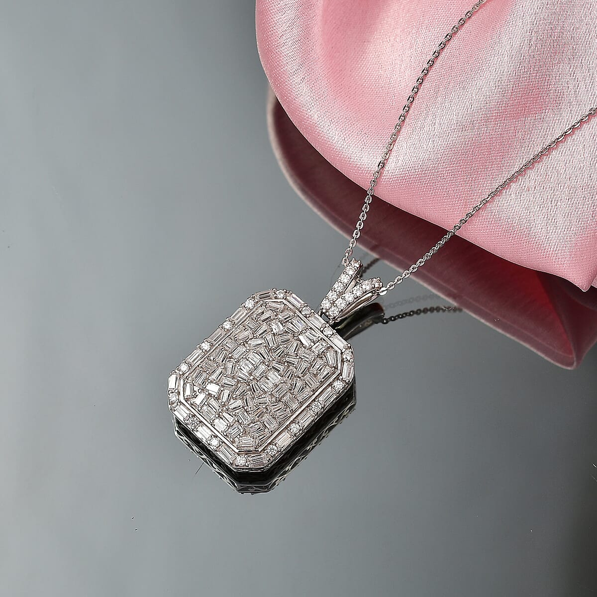 TLV D'Joy Moissanite Pendant Necklace (20 Inches) in Rhodium Over Sterling Silver 3.70 ctw image number 1