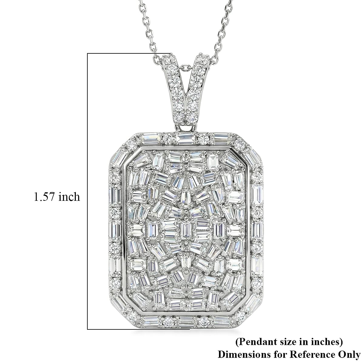 D'Joy Moissanite 3.70 ctw Shattered Mirror Pendant Necklace in Rhodium Over Sterling Silver 20 Inches