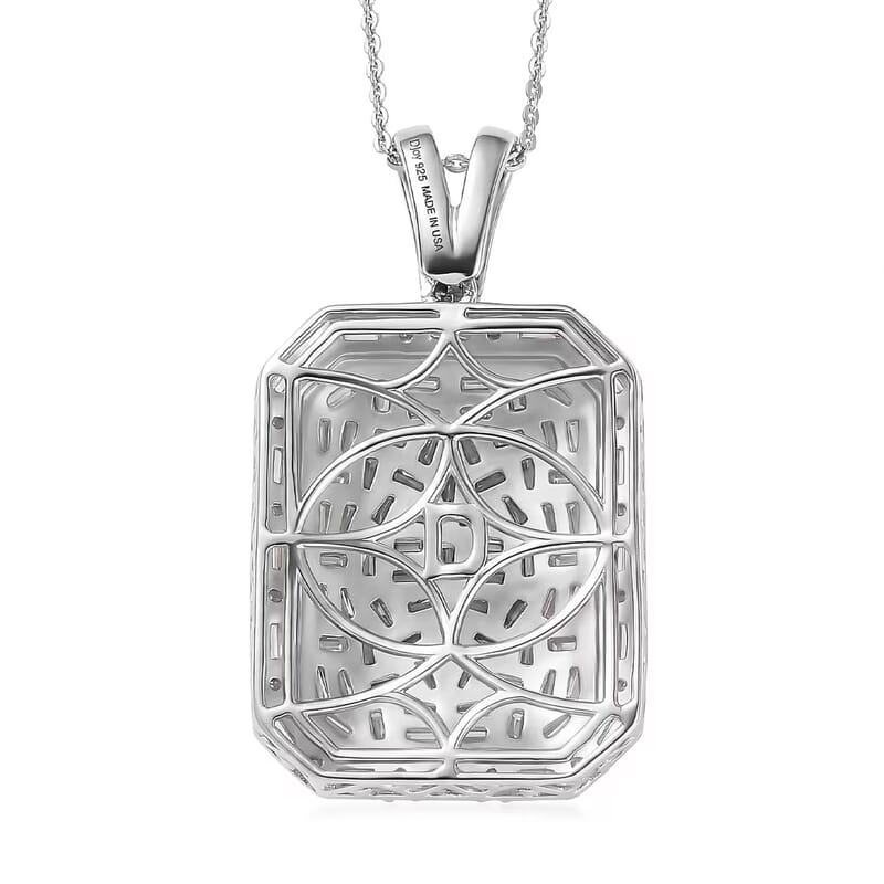 D'Joy Moissanite 3.70 ctw Shattered Mirror Pendant Necklace in Rhodium Over Sterling Silver 20 Inches