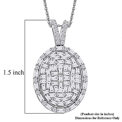 D'Joy Moissanite 3.10 ctw Shattered Mirror Pendant Necklace in Rhodium Over Sterling Silver 20 Inches