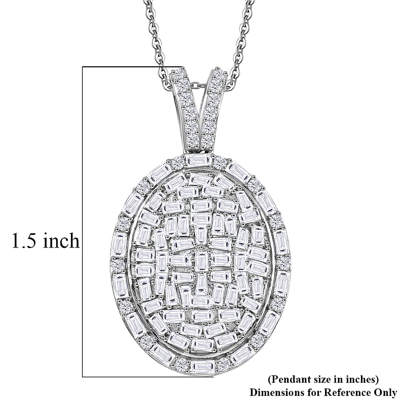 D'Joy Moissanite 3.10 ctw Shattered Mirror Pendant Necklace in Rhodium Over Sterling Silver 20 Inches