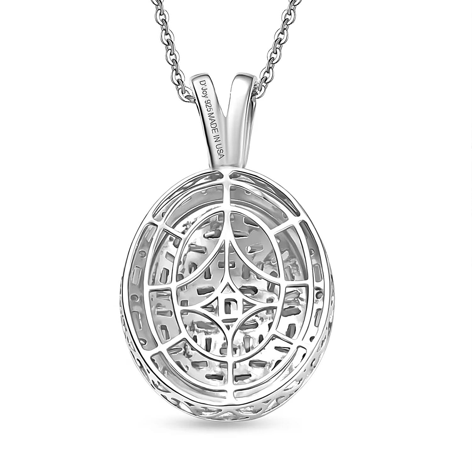 D'Joy Moissanite 3.10 ctw Shattered Mirror Pendant Necklace in Rhodium Over Sterling Silver 20 Inches