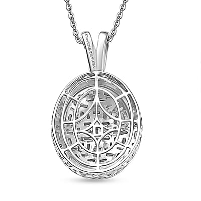 D'Joy Moissanite 3.10 ctw Shattered Mirror Pendant Necklace in Rhodium Over Sterling Silver 20 Inches