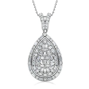 D'Joy Moissanite 2.70 ctw Shattered Mirror Pendant Necklace in Rhodium Over Sterling Silver 20 Inches