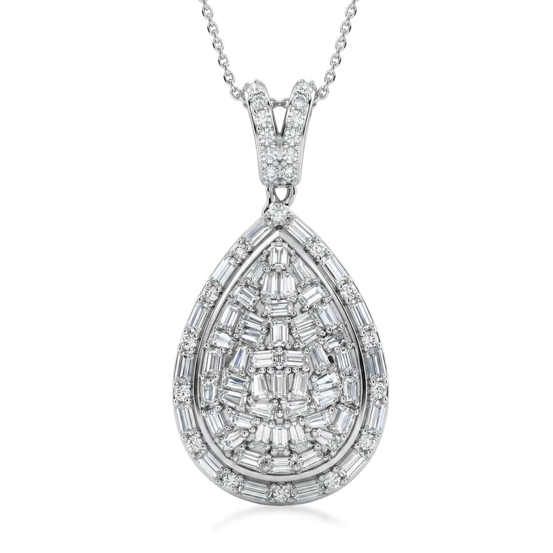 D'Joy Moissanite 2.70 ctw Shattered Mirror Pendant Necklace in Rhodium Over Sterling Silver 20 Inches