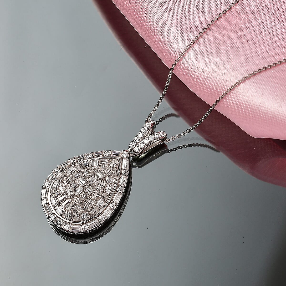 D'Joy Moissanite 2.70 ctw Shattered Mirror Pendant Necklace in Rhodium Over Sterling Silver 20 Inches image number 1