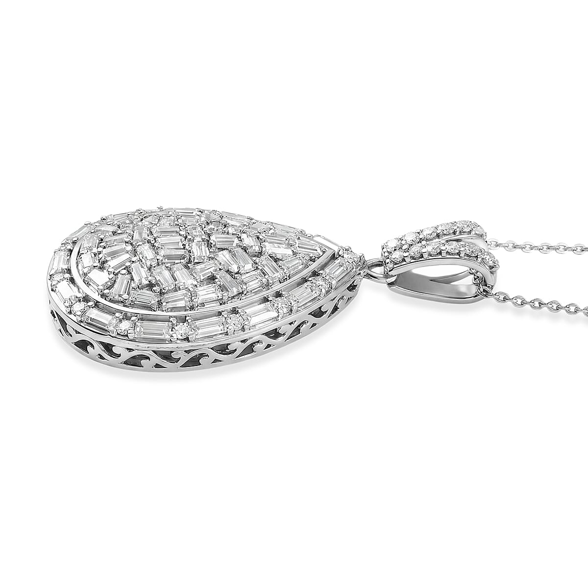 D'Joy Moissanite 2.70 ctw Shattered Mirror Pendant Necklace in Rhodium Over Sterling Silver 20 Inches image number 3