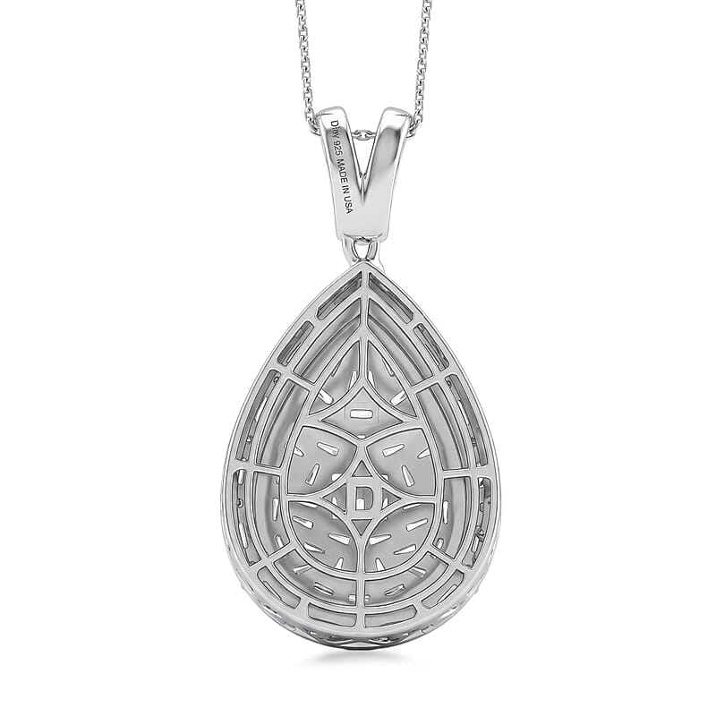 D'Joy Moissanite 2.70 ctw Shattered Mirror Pendant Necklace in Rhodium Over Sterling Silver 20 Inches