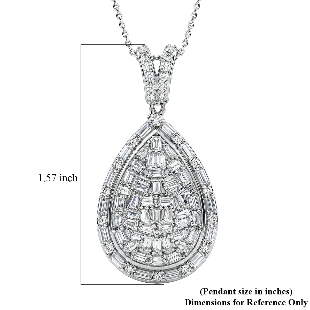 D'Joy Moissanite 2.70 ctw Shattered Mirror Pendant Necklace in Rhodium Over Sterling Silver 20 Inches image number 5
