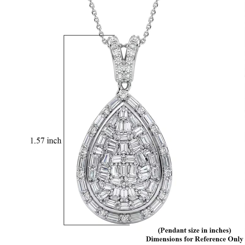 D'Joy Moissanite 2.70 ctw Shattered Mirror Pendant Necklace in Rhodium Over Sterling Silver 20 Inches
