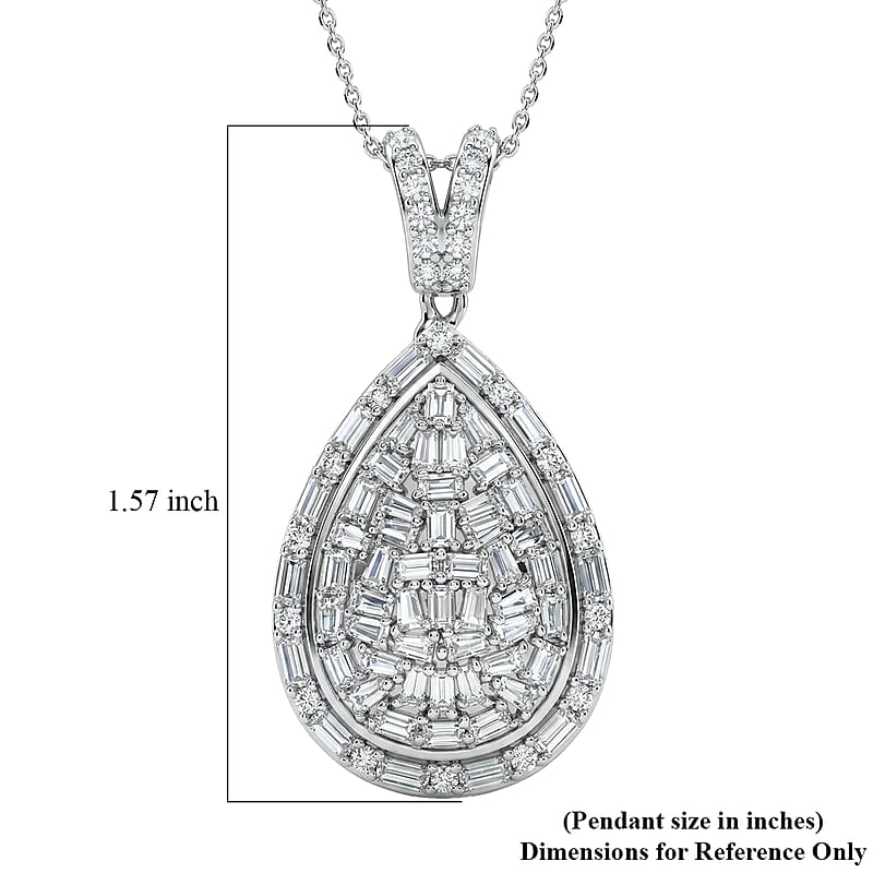 D'Joy Moissanite 2.70 ctw Shattered Mirror Pendant Necklace in Rhodium Over Sterling Silver 20 Inches