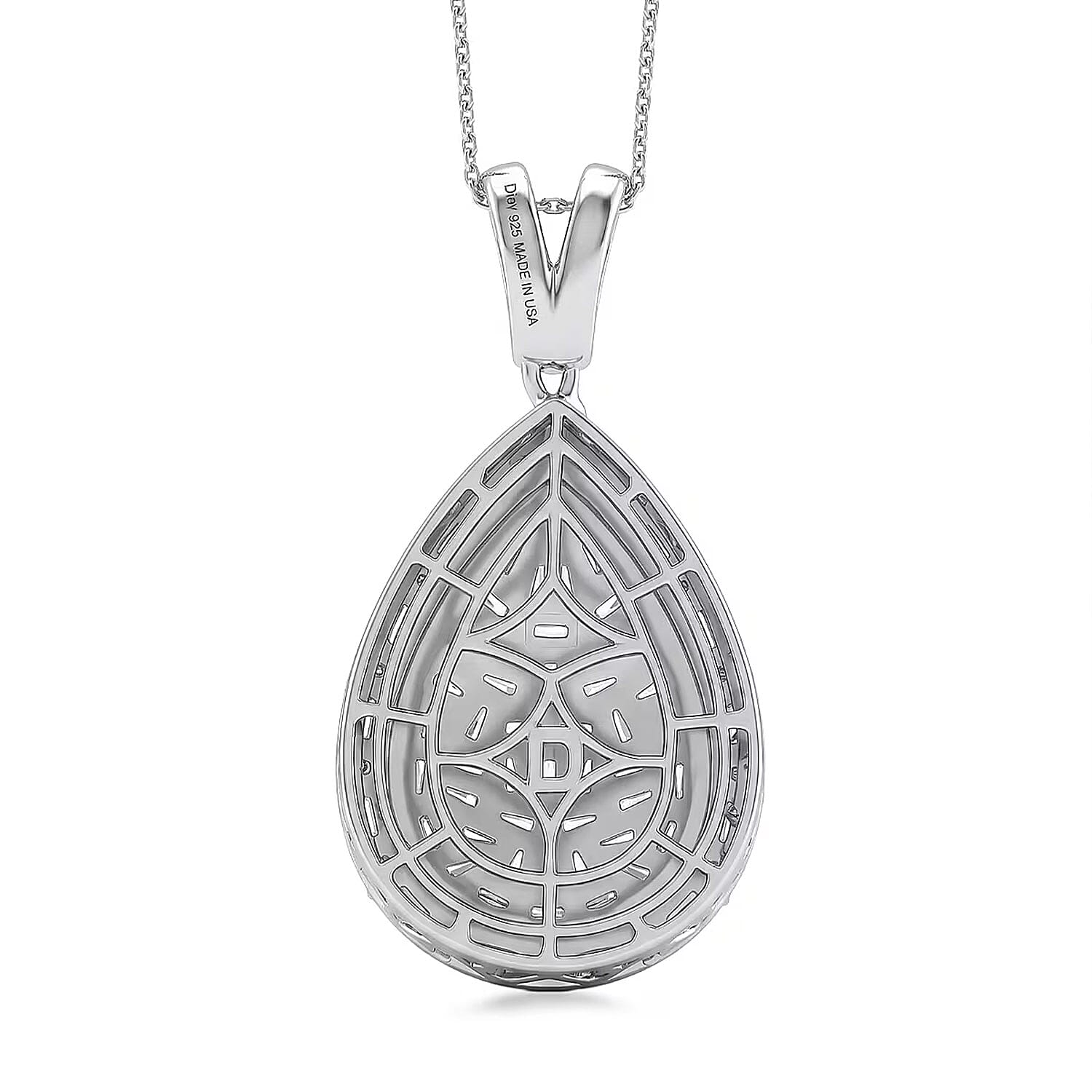 D'Joy Moissanite 2.70 ctw Shattered Mirror Pendant Necklace in Rhodium Over Sterling Silver 20 Inches