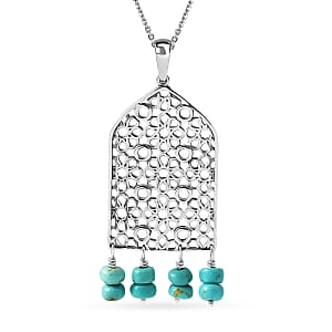 D'Joy Passport to Turkey Royston Turquoise 2.90 ctw Pendant Necklace in Sterling Silver 18 Inches 
