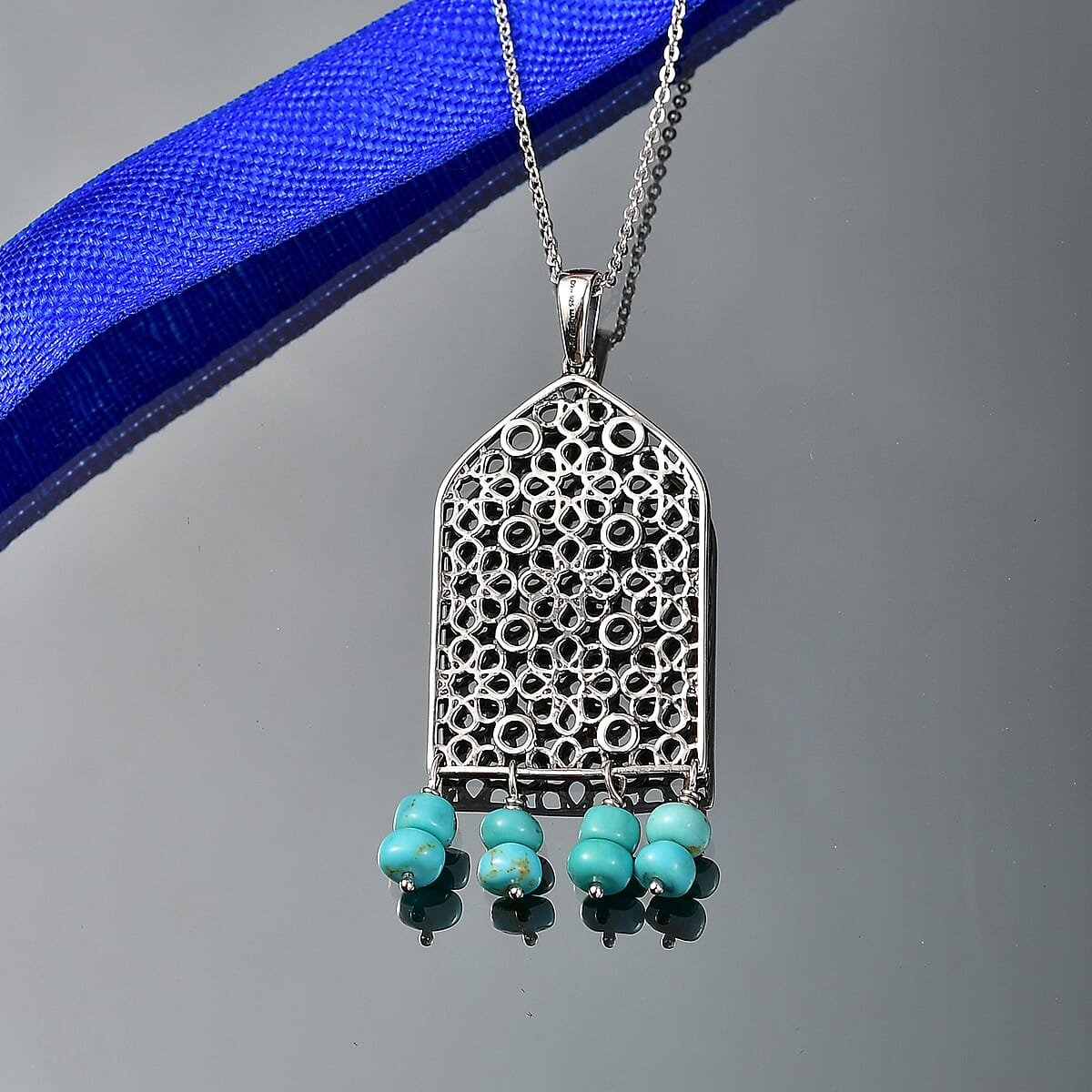 D'Joy Passport to Turkey Royston Turquoise 2.90 ctw Pendant Necklace in Sterling Silver 18 Inches  image number 1