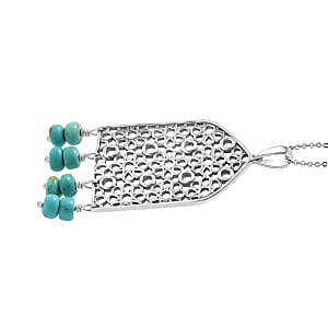 D'Joy Passport to Turkey Royston Turquoise 2.90 ctw Pendant Necklace in Sterling Silver 18 Inches 