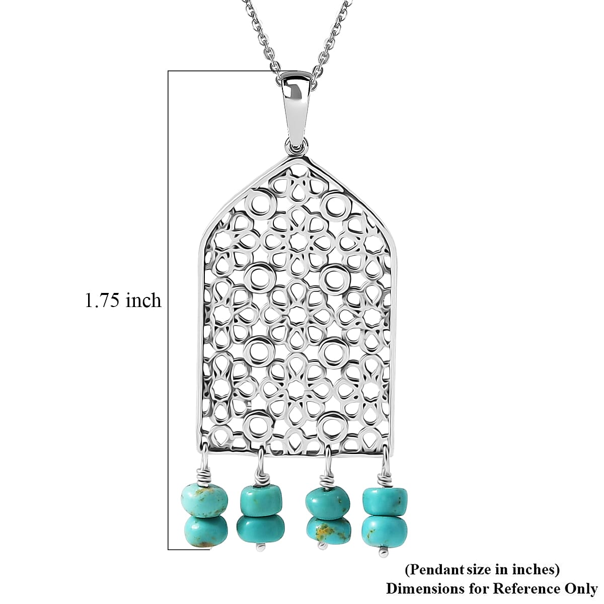 D'Joy Passport to Turkey Royston Turquoise 2.90 ctw Pendant Necklace in Sterling Silver 18 Inches