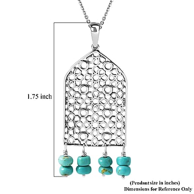 D'Joy Passport to Turkey Royston Turquoise 2.90 ctw Pendant Necklace in Sterling Silver 18 Inches