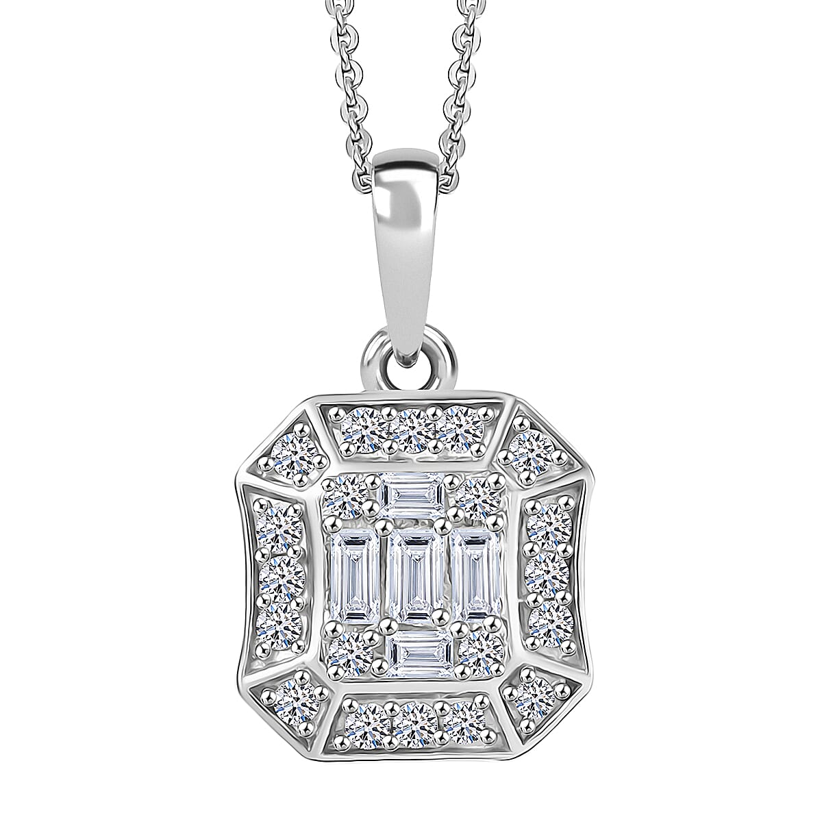 Luxuriant Lab Grown Diamond G-H SI 0.40 ctw Pendant Necklace in Rhodium Over Sterling Silver 20 Inches
