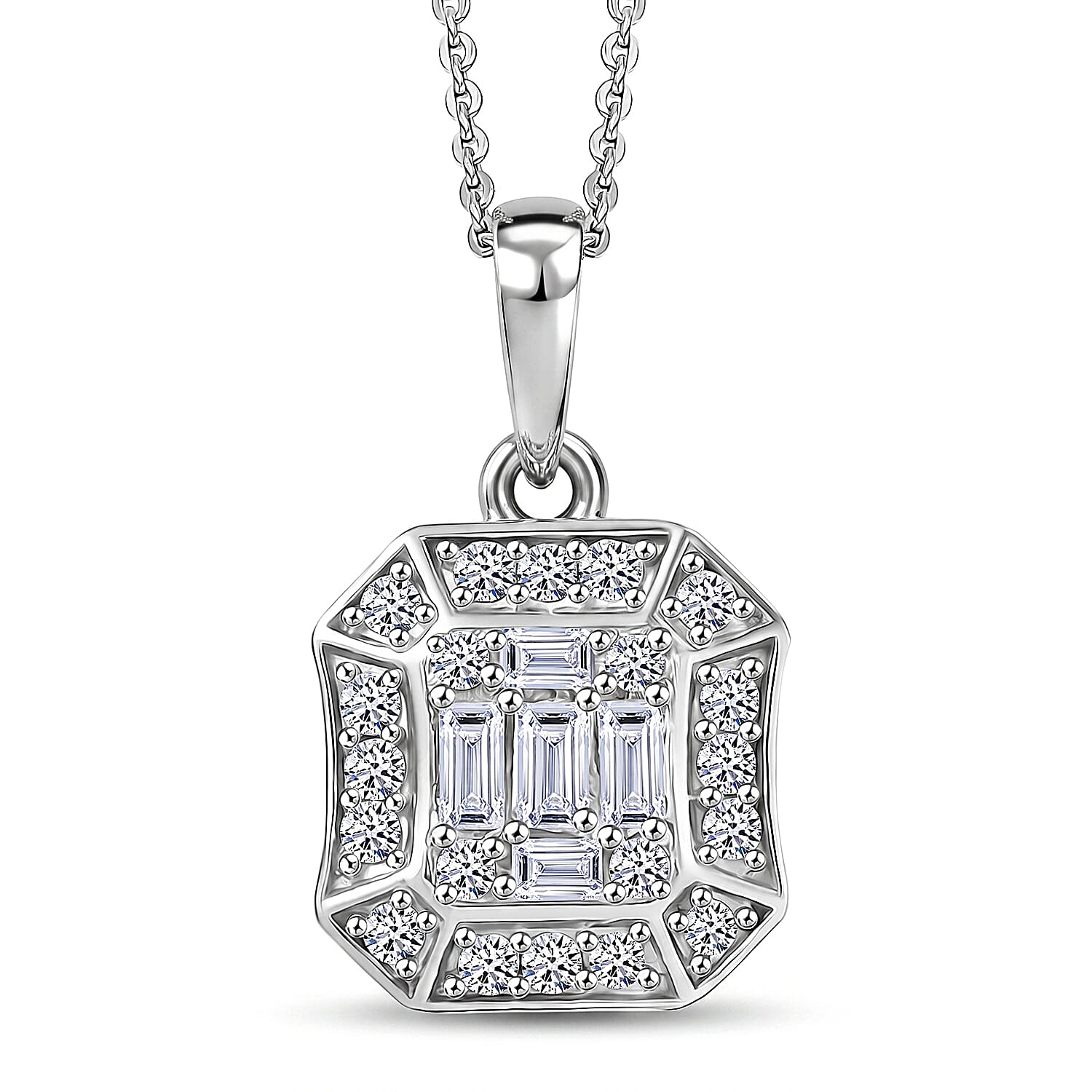 Luxuriant Lab Grown Diamond G-H SI 0.40 ctw Pendant Necklace in Rhodium Over Sterling Silver 20 Inches