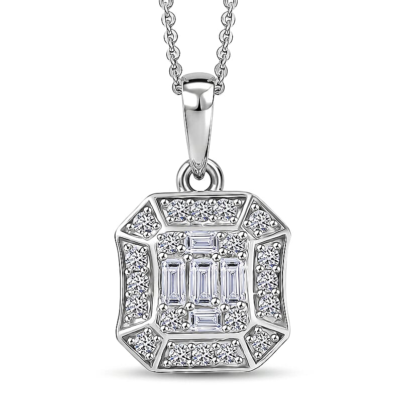 Luxuriant Lab Grown Diamond G-H SI 0.40 ctw Pendant Necklace in Rhodium Over Sterling Silver 20 Inches