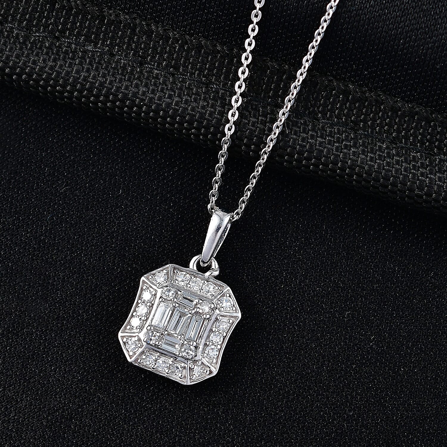 Luxuriant Lab Grown Diamond G-H SI 0.40 ctw Pendant Necklace in Rhodium Over Sterling Silver 20 Inches
