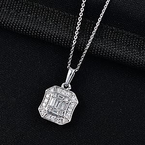 Luxuriant Lab Grown Diamond G-H SI 0.40 ctw Pendant Necklace in Rhodium Over Sterling Silver 20 Inches 