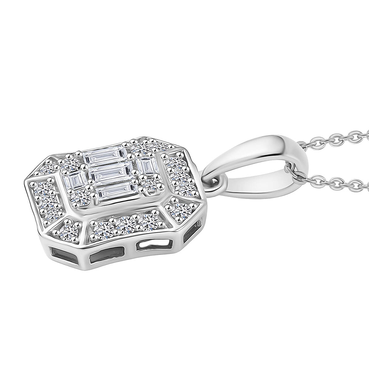 Luxuriant Lab Grown Diamond G-H SI 0.40 ctw Pendant Necklace in Rhodium Over Sterling Silver 20 Inches