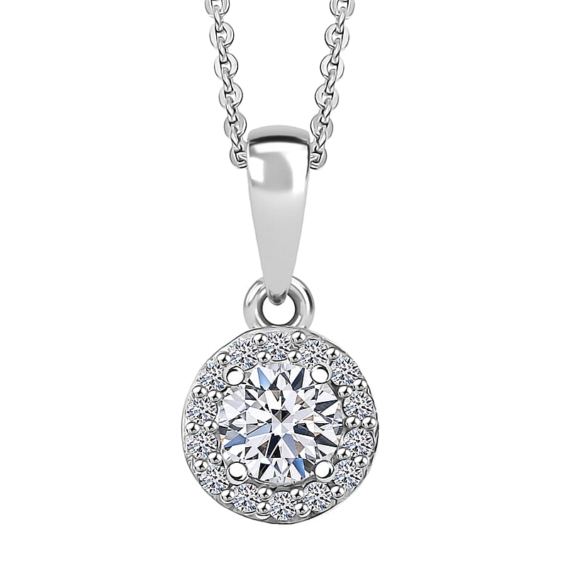Luxuriant Lab Grown Diamond G-H SI 0.50 ctw Pendant Necklace in Rhodium Over Sterling Silver 20 Inches