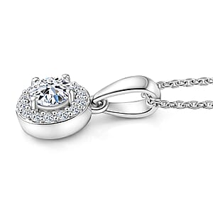 Luxuriant Lab Grown Diamond G-H SI 0.50 ctw Pendant Necklace in Rhodium Over Sterling Silver 20 Inches 