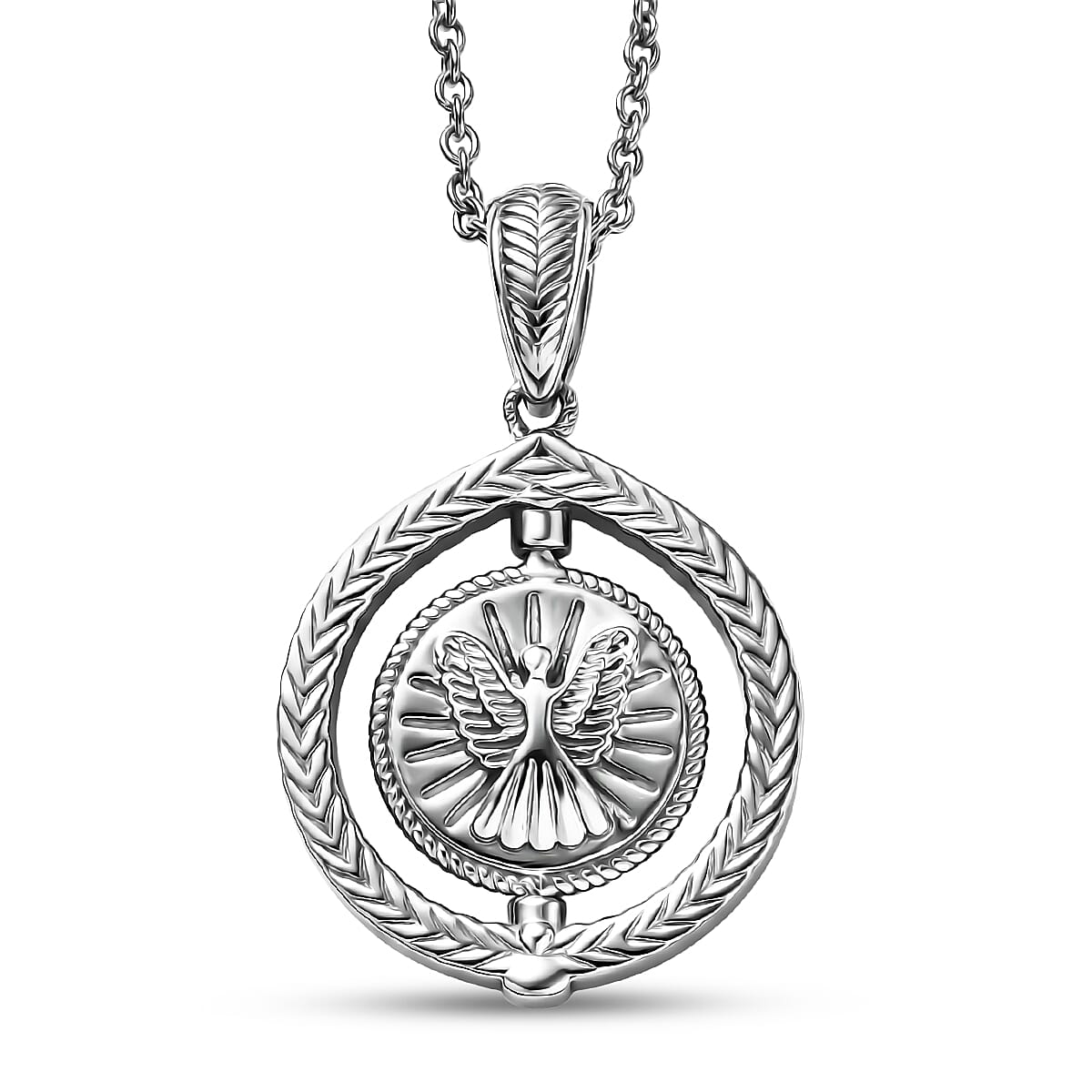 D'Joy Eagle Pendant Necklace in Rhodium Over Sterling Silver 7.50 Grams 20 Inches