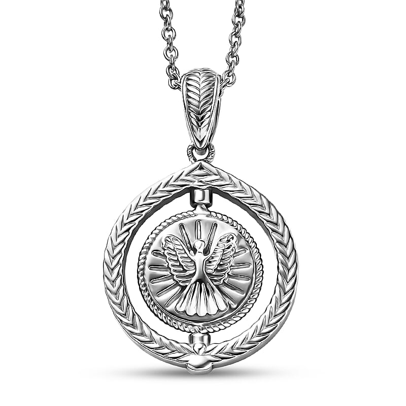 D'Joy Eagle Pendant Necklace in Rhodium Over Sterling Silver 7.50 Grams 20 Inches