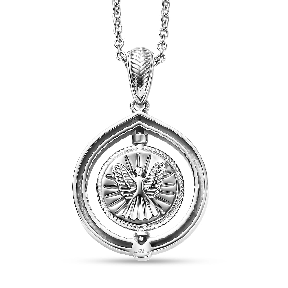 D'Joy Eagle Pendant Necklace in Rhodium Over Sterling Silver 7.50 Grams 20 Inches