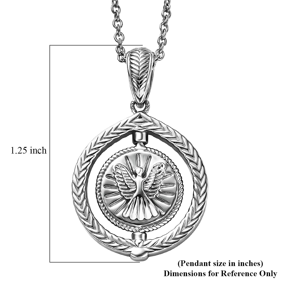 D'Joy Eagle Pendant Necklace in Rhodium Over Sterling Silver 7.50 Grams 20 Inches