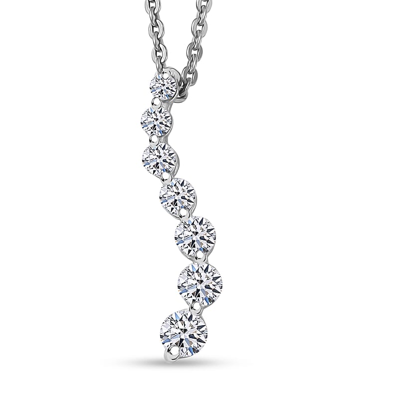 Luxuriant Lab Grown Diamond G-H SI 0.35 ctw Pendant Necklace in Rhodium Over Sterling Silver 20 Inches
