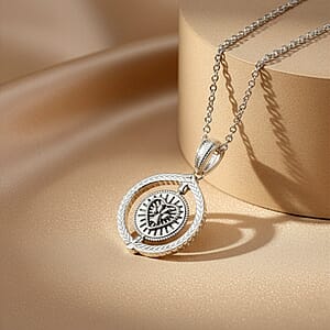 D'Joy Tiger Footprint in Heart Pendant Necklace in Rhodium Over Sterling Silver 6.95 Grams 20 Inches 