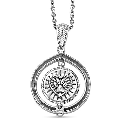 D'Joy Tiger Footprint in Heart Pendant Necklace in Rhodium Over Sterling Silver 6.95 Grams 20 Inches