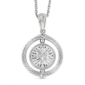 D'Joy Tiger Footprint Pendant Necklace in Rhodium Over Sterling Silver 6.70 Grams 20 Inches 