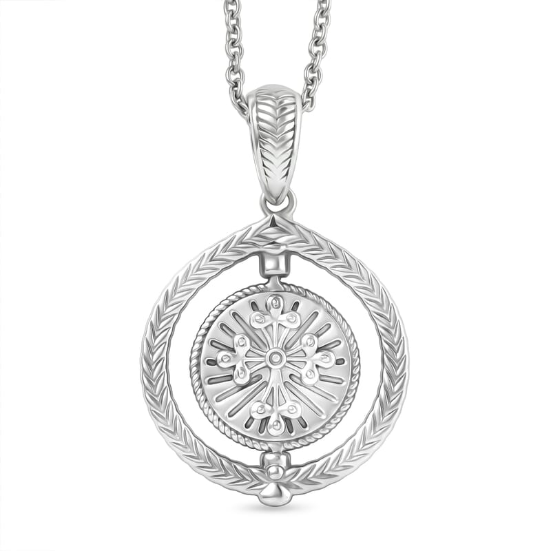 D'Joy Tiger Footprint Pendant Necklace in Rhodium Over Sterling Silver 6.70 Grams 20 Inches