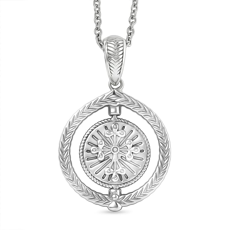 D'Joy Tiger Footprint Pendant Necklace in Rhodium Over Sterling Silver 6.70 Grams 20 Inches