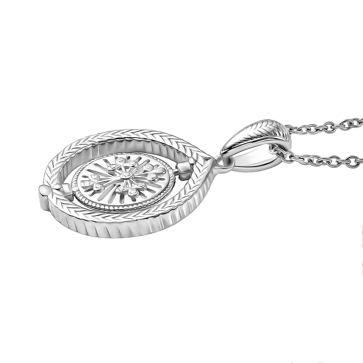 D'Joy Tiger Footprint Pendant Necklace in Rhodium Over Sterling Silver 6.70 Grams 20 Inches  image number 3