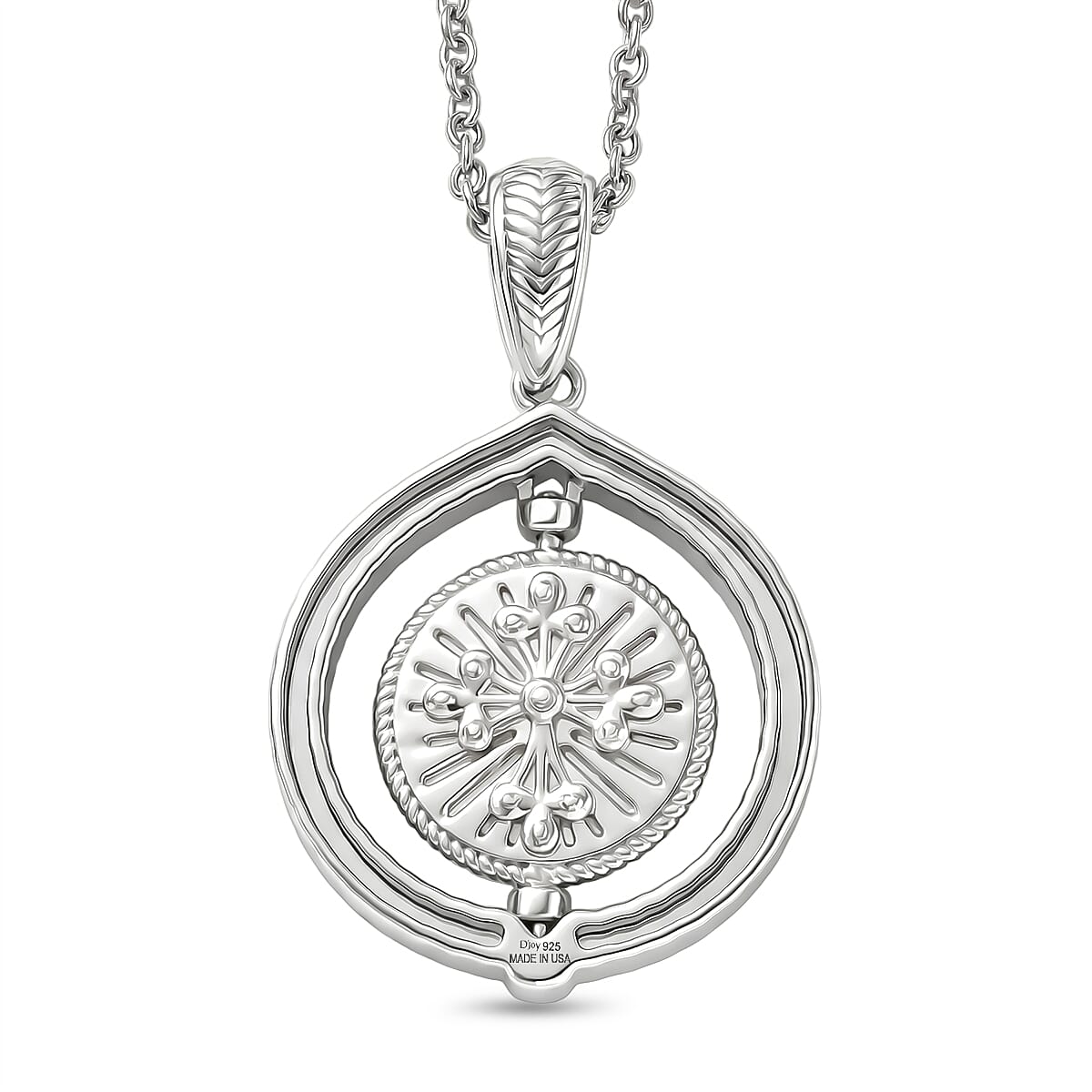 D'Joy Tiger Footprint Pendant Necklace in Rhodium Over Sterling Silver 6.70 Grams 20 Inches