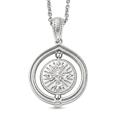 D'Joy Tiger Footprint Pendant Necklace in Rhodium Over Sterling Silver 6.70 Grams 20 Inches