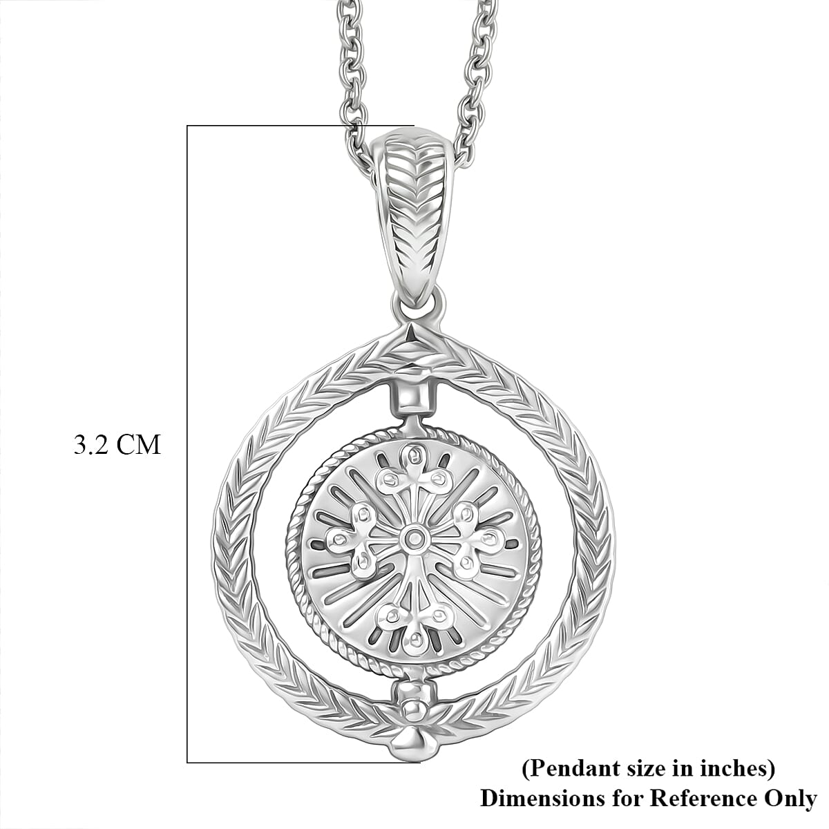 D'Joy Tiger Footprint Pendant Necklace in Rhodium Over Sterling Silver 6.70 Grams 20 Inches