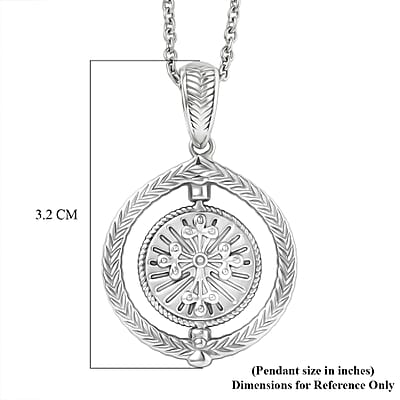 D'Joy Tiger Footprint Pendant Necklace in Rhodium Over Sterling Silver 6.70 Grams 20 Inches