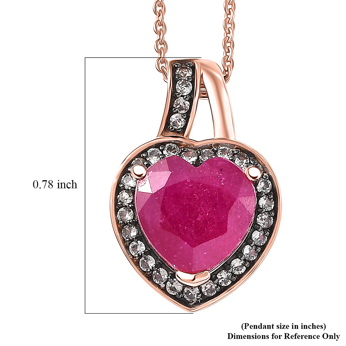 D'Joy Premium Niassa Ruby (FF) and Champagne Zircon 4.15 ctw Bloodline Heart Pendant Necklace in 18K Vermeil Rose Gold Over Sterling Silver 20 Inches image number 5