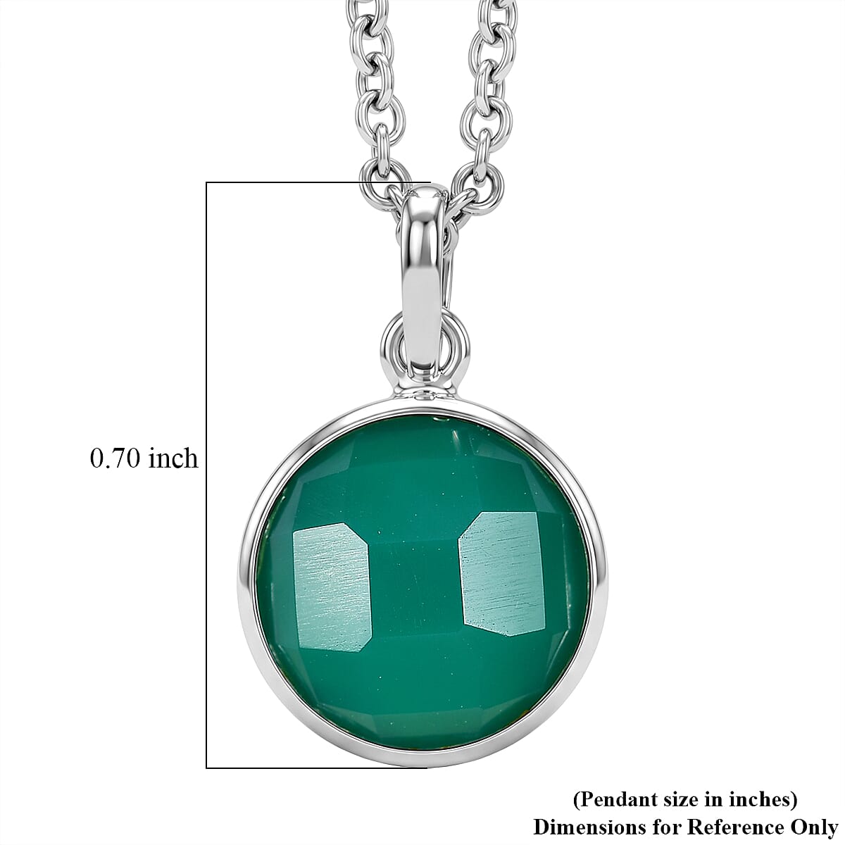 Green Onyx 1.25 ctw Pendant in Sterling Silver with Stainless Steel Necklace (18 Inches) image number 3