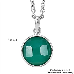 Green Onyx 1.25 ctw Pendant in Sterling Silver with Stainless Steel Necklace (18 Inches)