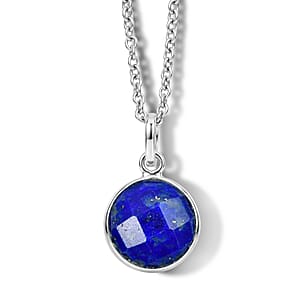 Briolitte Cut Lapis Lazuli 4.00 ctw Pendant in Sterling Silver with Stainless Steel Necklace (18 Inches)