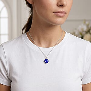 Briolitte Cut Lapis Lazuli 4.00 ctw Pendant in Sterling Silver with Stainless Steel Necklace (18 Inches)