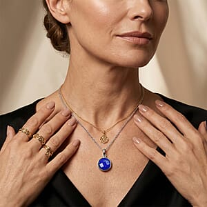 Briolitte Cut Lapis Lazuli 4.00 ctw Pendant in Sterling Silver with Stainless Steel Necklace (18 Inches)